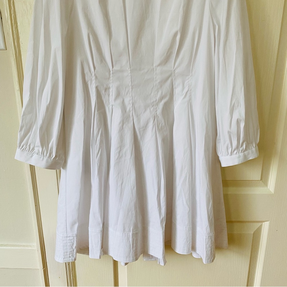 $498 NWT Veronica Beard White Torres Long Sleeve Stretchy Pleated Mini Dress 14 - Picture 5 of 14
